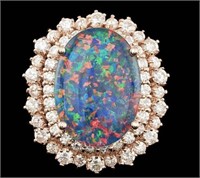 Certified 8.00 Cts Opal Diamond Ring