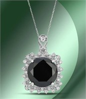 Certified 10.81 Cts Black & White Diamond Pendant