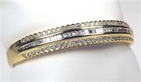 18 Kt Heavy 3 Row Diamond Bangle Bracelet