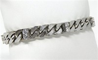 18 Kt Heavy Diamond White Gold Link Bracelet