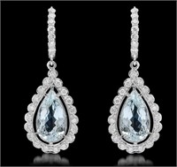 Certified 9.33 Cts  Aquamarine Diamond Earrings