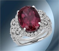 Certified 10.54 Cts Tourmaline Diamond Ring