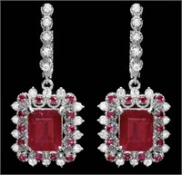 Certified 12.90 Cts Natural Ruby Diamond Earrings