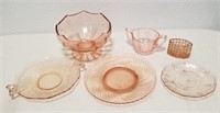 (6) Pieces Misc Pink Depression Glass (1 chipped)