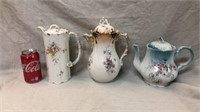 Assorted hand painted tea pots