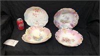 4 wonderful large porcelain bowls hand painted