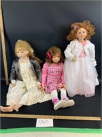 Lot of 3 Large Porcelain Dolls-see description