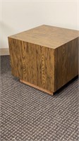 Laminated wood cube side table