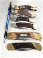 asorted folding knives: Uncle Henry Schrade, Buck