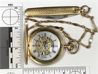 Colibri pocket watch, marked "mec movt", engraved