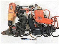 4pc assorted electric drills, work