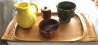 Haeger pottery with wood tray