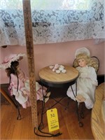 Porcelain Dolls, Table & Chairs, Tea Set
