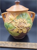 Roseville Water Lily Lidded Basket Jar