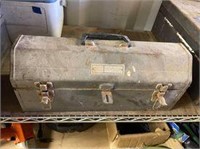 vintage metal Craftsman tool box with contents