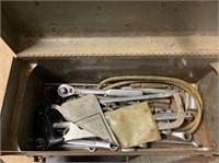 vintage metal Craftsman tool box with tools