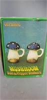 Vintage ceramic mushroom salt and pepper shakers,