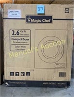 NEW IN BOX COMPACT DRYER-2.6 CU FR MAGIC CHEF
