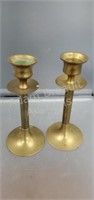 2 vintage 6 in brass candlesticks, Made in India