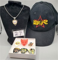 Guns N Roses Necklace, Hat, 5 Single Picks and