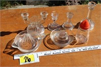 Chicken waterer, vase, juicer, vintage glassware