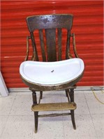 Antique High Chair w/ Original Porcelain Tray