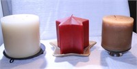 Lot of Assorted Candles Large with Under Plate