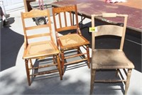 Three vintage wooden chairs