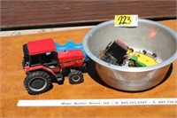 Toys in a tin wash basin