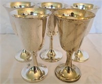 Lot of 5 misc Solid sterling wine glasses