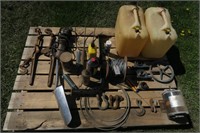 Pallet lot-- chain binders, motor, cabling, etc.
