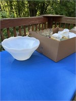 Milk glass punch bowl and glasses