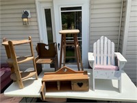 Wooden chairs shells and miscellaneous