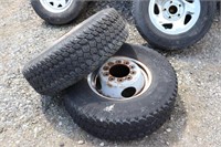 2 Goodyear Wrangler  Truck Tires on Heavy Rims