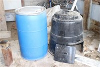 Composter and Blue Barrel with Lid