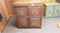 Wooden Carved Oriental Fold Out Bar