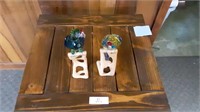 Pair of Colored Crystal Parrots on wooden perch