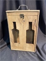 Wooden wine box with Carry handle. Holds two