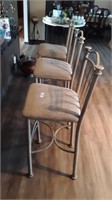 3 Metal Bar Height Chairs w/ upholstered seat