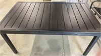 Black metal outdoor table additional leaf under