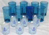 14 Piece Nautical Themed and Blue Glasses/Tumblers