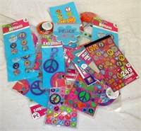 Peace and Love Buttons, Stickers and Mirrors