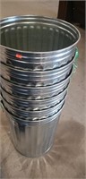 Set of 6 corrugated metal trash cans