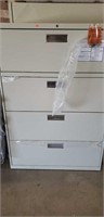 4 tier lateral file storage cabinet ivory w keys