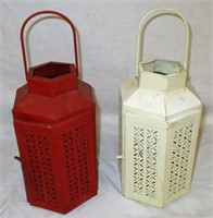 Pair of Tin Decorative Outdoor Candle Holders