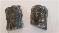 2 SMALL CARVED SOAPSTONE FACES