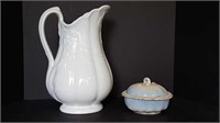 ANTIQUE MEAKIN PITCHER + SOAP DISH