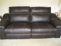 Elron Leather Couch -Double Power Recliner