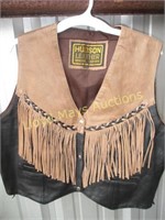 Hudson Leather Fringed Leather Vest - - 2XL
