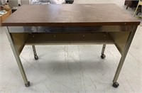 Rolling Metal Desk w/ Pressboard Top, 36"x27"x20"